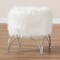 Baxton Studio Celia White Faux Fur Upholstered Silver Metal Ottoman 161-10270 - alternate 2